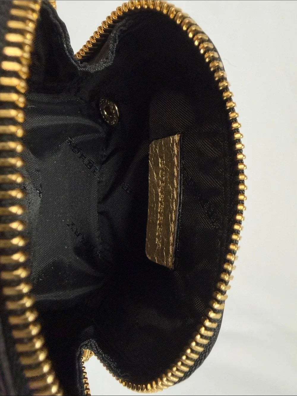 Burberry Metallic Gold Textured Mini Bow-Accent Pouch